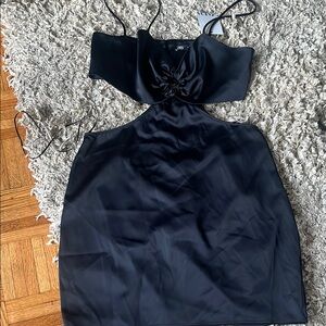 Zara Elegant Black Satin Dress
